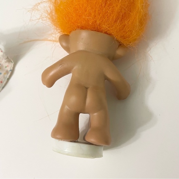 Vintage Troll Doll with Orange Hair Toy on Stand - Picture 13 of 14